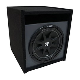 Kicker 43C124 12" Comp C12 Series Sub 150W RMS 4 Ohm SVC Car Subwoofer and SOLORND1X12V Single 12" Slot Vented Paintable Baffle Stereo Sub Box Enclosure