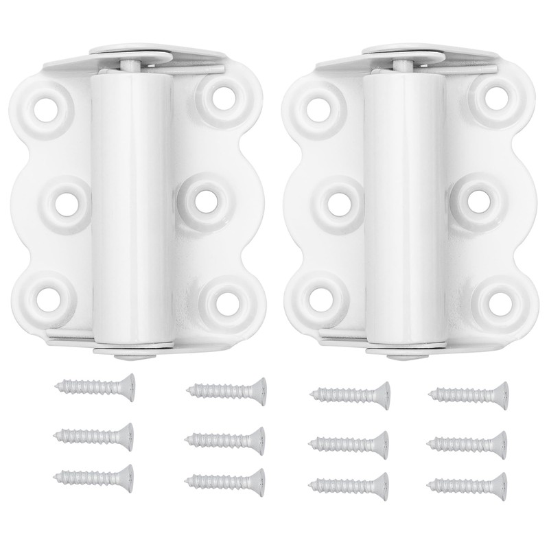 Ideal Security Self-Closing Spring Screen Door Hinge Set, White