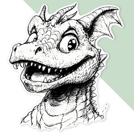 Extra Large 460mm 'Cute Smiling Dragon' Permanent Sticker Decal for Cars/Windows/Bins/Walls (DW00122087)