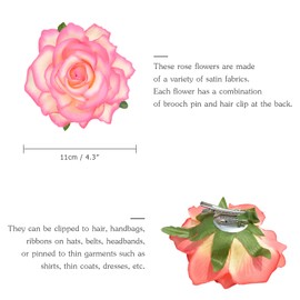DRESHOW 5 Pack Blumen Brosche Kopf Ornament Braut Frauen Rose Blume Haar Zubehör Hochzeit Haar Clip Flamenco Tänzer