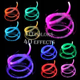 LED Fiber Optic Whip Dance Space Whip Light 10 Colors and 40 Effect Modes for Dancing, Parties, Light Shows, Rave EDM Music Festivals Stage Carnival (Average)