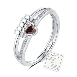 Anxiety Rings for Women Sterling Silver Ring, Fidget Ring Silver Rings for Women, Fidget Rings for Anxiety Women Adjustable Heart Thumb Rings Women for Daughter Her Christmas Birthday