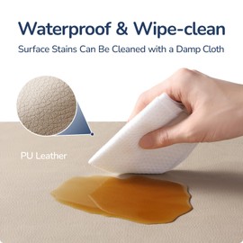 usbettas Baby Play Mat Memory Foam, 50''x50'' Leather Playpen Mat for Floor, 1.3" Thick Waterproof Tummy Time Mat with Storage Bag, Non-Slip Crawling Padded for Infant, Kids and Toddler(Beige)