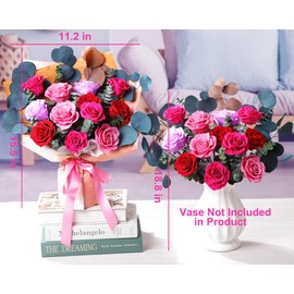 Lovenfold Flowers for Delivery Birthday Flowers Gift for Her,Preserved Flowers Bouquet 12 Roses Mixed Bouquet,Rose Gifts for Women Mom Grandma(Mixed 12 Reddish Roses)