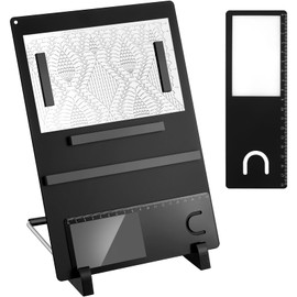 Flutesan 8 Pcs Cross Stitch Accessories and Tools 11.5 x 4.7 Inch Metal Magnet Board Chart Knitting Pattern Holder 2 Bookmark Magnifier with Ruler 1 Bracket 4 Magnet Strips for Crafts Work (Black)