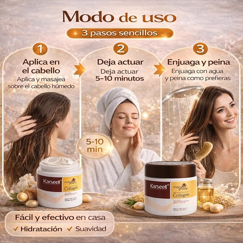 Kit 2 Karseell Maca Essence Repair Collagen Cabello Dañado