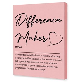 OTINGQD Inspirational Office Wall Decor,Difference Maker Definition Canvas Wall Art,Pink Office Wall Decorations,Difference Maker Gifts