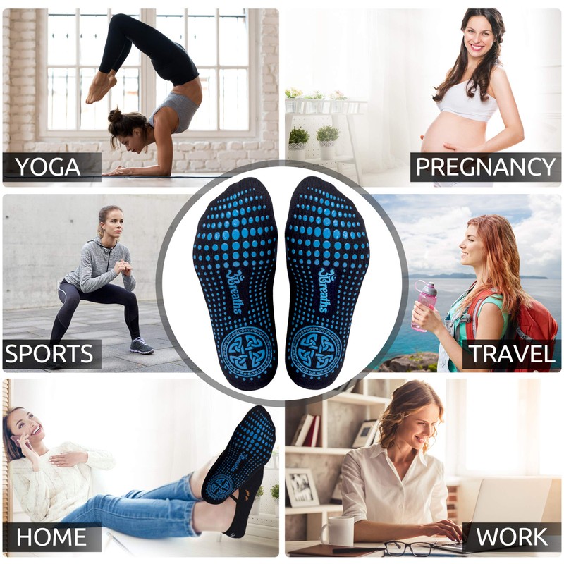 D and H Bamboo Non-Slip Yoga Socks for Women, (Medium)