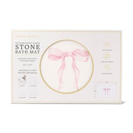 Core Home Quick Drying Bathroom Shower Tub Mat 15 x 23 Inch Super Absorbent Diatomite Stone Pink Bow