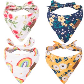Charcy Dog Bandanas 4 Pack, Fall Dog Bandana Boy Girl for Holiday Birthday, Adjustable Durable Dog Scarf, Unique Design - Rainbow Large