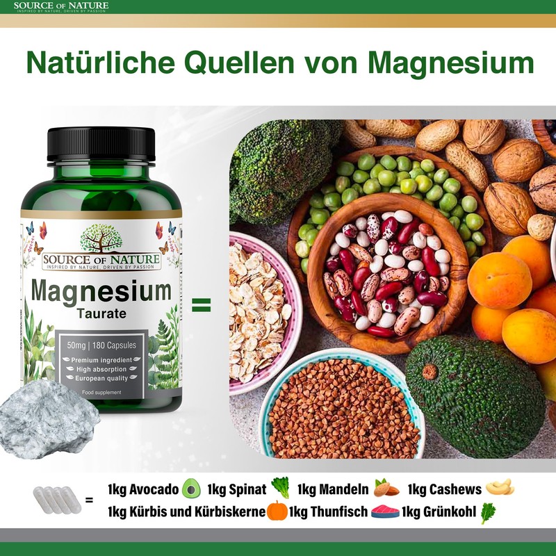 Source of Nature® Magnesium Taurate 625 mg 180 Capsules 45