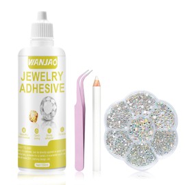 WANJAO Liquid Fusion Glue for Rhinestones Clear, Rhinestones Glue Craft Gems Bedazzle Kit for Fashion Decor Embellishments Crafts Clothing Clothes Tumblers Shoes, 100ml