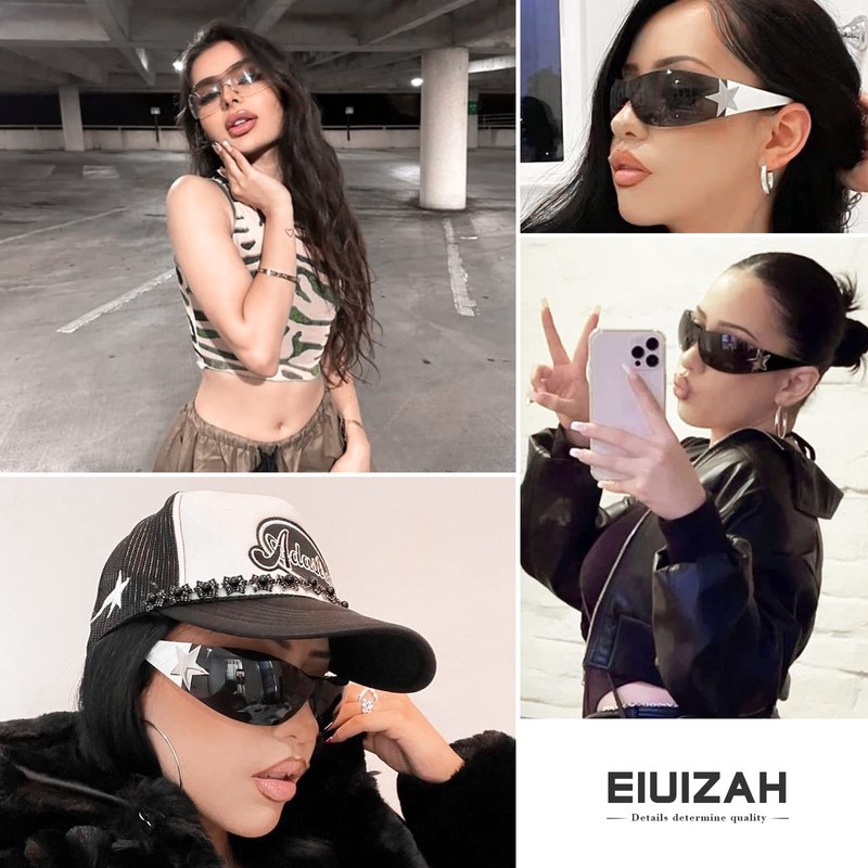 Eiuizah Y2k Sunglasses for Women Men Shield Wrap Around Fashion