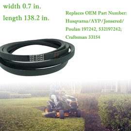 IKSI 532197242 Deck Belt 5/8 x 138.2 inches fits for Husqvarna YTH24V48 YTH24K48 YTH2348 YTA24V48 48 Inch for Craftsman Poulan Jonsered AYP197242 Craftsman 33154