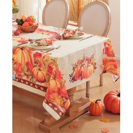 Honellaty Thanksgiving Tablecloth for Rectangle Tables, 60 x 84 Inch Spill-Proof Autumn Pumpkin Table Cloth, Oblong Tablecloths for Fall, Harvest, Farmhouse Table Cover for Dinner Kitchen