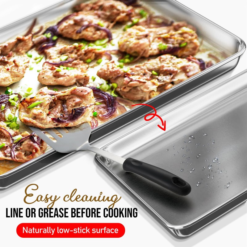 JoyTable Aluminum Baking Sheet Set, 3 Pack Sheet Pan, Commercial