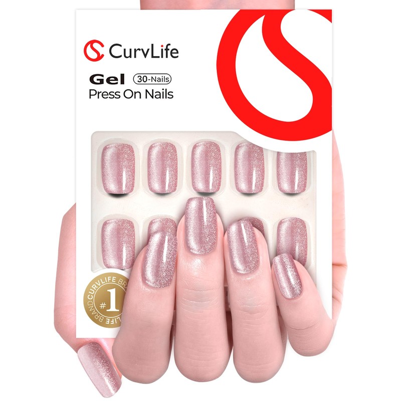 CurvLife Uñas Postizas De Gel Suave, Diseño Cuadrado De Ojo