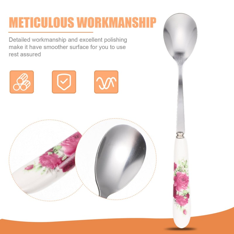 Luxshiny Rice Spoon 6pcs Dessert Spoons, Stainless Steel Coffee Stirring