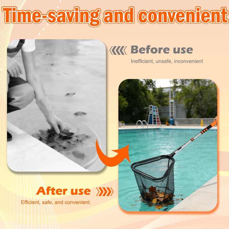 SISIUPASSIE 20FT Pool Skimmer Net with Pole, Foldable & Larger