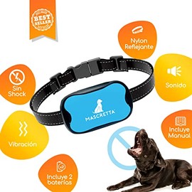 MASCRETTA Collar Antiladrido A-V2 para Perro o Cachorro. Collar de Entrenamiento amigable para educar el ladrido con Vibración y Sonido Que no daña a tu Mascota. Anti Barking Collar
