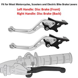 MOCNT 1 Pair Motorcycle Brake Levers 22 mm Motorcycle Clutch Lever Adjustable CNC Aluminium Brake Lever Double Disc Brake Clutch Handlebar Clutch Brake Lever Silver