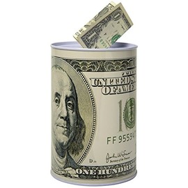 100 Dollar Bill Metal Money Coin Piggy Bank by HOMEBAY