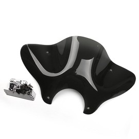 PSLER 7/8" Cruiser Windshield Windscreen with Mounting Kit for Universal Motorcycle (Black)