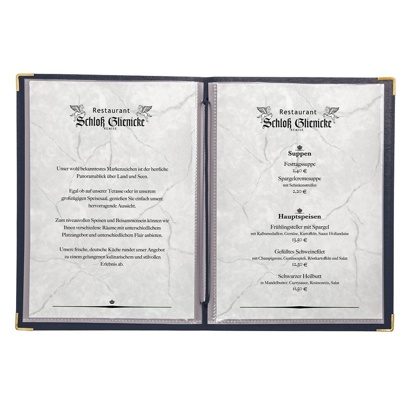 Sigel menu Folder with Embossed in Gold and Rubber Binding