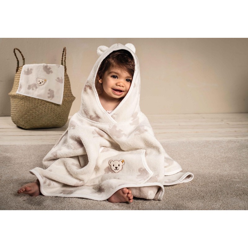 Steiff Unisex Children's Mini Basic Bath Poncho, elephant motifs