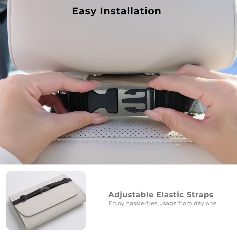 Ompellus Premium PU Leather Car Tissue Holder, Classic Style, Rectangular,