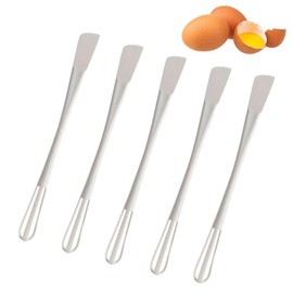 CHENNAN Pack of 5 2 in 1 Mini Whisk, Kitchen Egg Whisk, Handheld Whisk with Spatula, Mixing Tools, Cream Pie Eggs, Whisk, Multifunctional Kitchen Whisk with Mini Spoon (White)