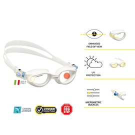 CRESSI Rocks Kids Goggles, Azure - Perfect Goggles for Swimming, Pool and Snorkelling ideal for Children and Boys, Azure/Clear Lens, 7/15 Years