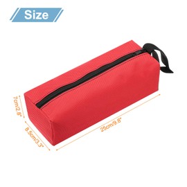 sourcing map Zipper Utility Tool Bag 9.8x3.3x2.8 Inch Multi-Purpose Oxford Cloth Tote Tool Pouch Small Organize Bags for Storage Various Electrician Tools Screwdrivers, Red