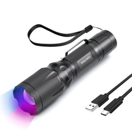 METII 365nm/395nm Rechargeable Blacklight Flashlight, Dual-Mode for UV Glue Curing, Uranium Glass, AC Leak UV Dye Tracking, Portable Multi-Function