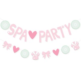 Spa Party Decorations Pink Happy Birthday Banner Spa Makeup Birthday Supplies for Girls Spa Day Makeup Party