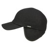 Wigens Kent 100% Wool Baseball Cap with Earflaps Black