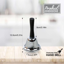 Christmas Bells Santa Hand Bell Metal Loud Service Call Bell Hotel Butler Dinner Counter Handheld Reception Bell School Warehouses Wedding Event Attention Bell Xmas Accessory Approx 6.5Dia 12.0H(1Pc)