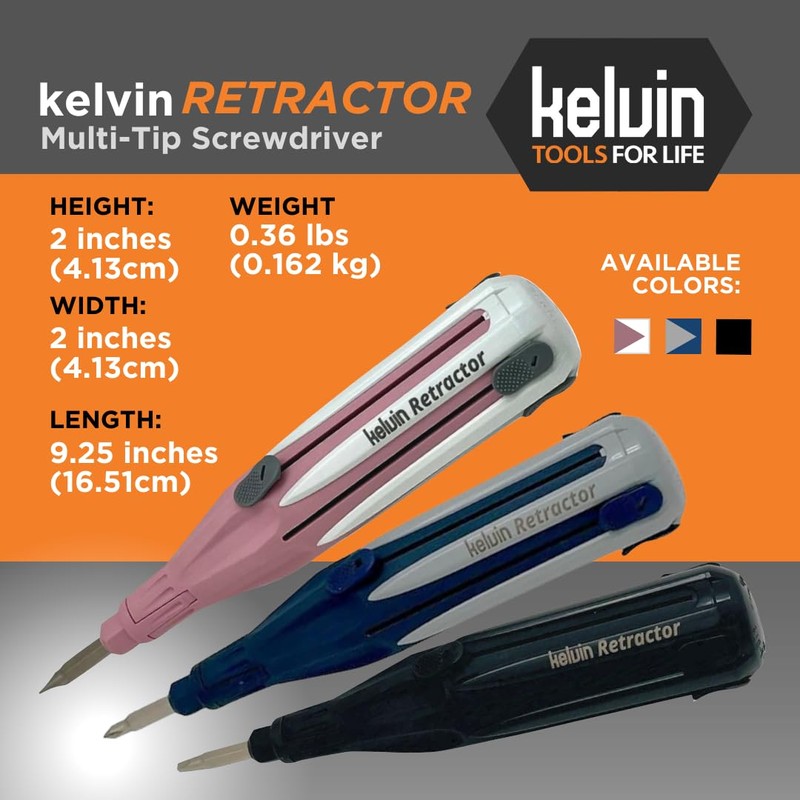 Kelvin Tools Retractor - Retractable All-In-One Screwdriver Quick Change Phillips