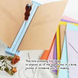 UPTTHOW Signature Punch Tools for Bookbinding Supplies with an Awl and Cradle for Starter, Plastic, Easy Scrapbooking Kits for Crafts, Notebook, Diaries, Planner, Blue