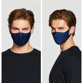 TSLA Men & Women's Copper Infused Face Mask, Washable Reusable Face Masks, UPF 50+ Sun Protection Lightweight Breathable Mask Medium tm-TM-MZM01-NVY_M