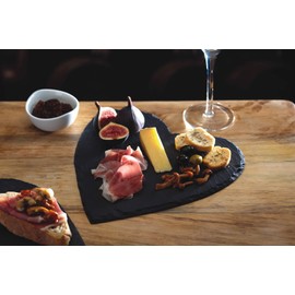 Artesà Heart-Shaped Slate Serving Platter, Hand-Finished Serveware Centrepiece - 25 cm (10") Grey
