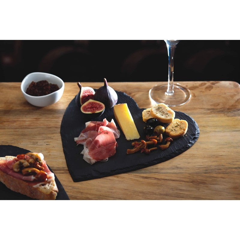Artesà Heart-Shaped Slate Serving Platter, Hand-Finished Serveware Centrepiece - 25
