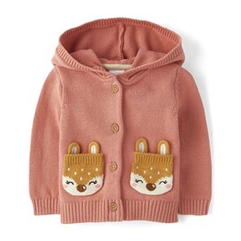 Gymboree,Baby Girl,and Newborn Long Sleeve Hooded Cardigan,Deer Crochet,Preemie,