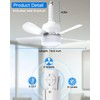 Eonini 2-in-1 Socket Fan Light with Remote, Small Ceiling Fans