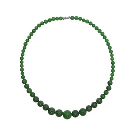 Jade necklace, natural jade gemstone, green, round, 6-14mm, length: 19 inches