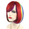 QHQ-SHININGLIFI Rainbow Bob Wigs and A Wig Cap- Women's Short