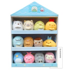 San-X Sumikko Gurashi Tenori Plush Toy Set of 12 Types in Sumikko Mini House Case (Blue) + Locco Cat Card