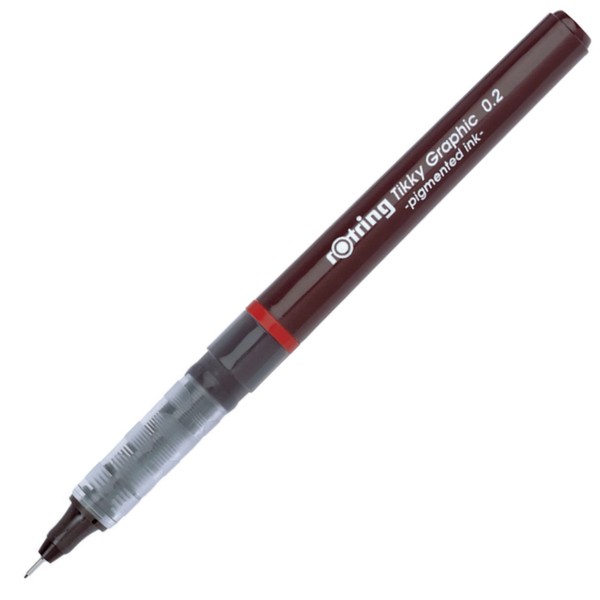 Rotring Tikky Fine Liner Fiber Tip Graphic Pen, 0.2 mm, Black Ink (1904752)