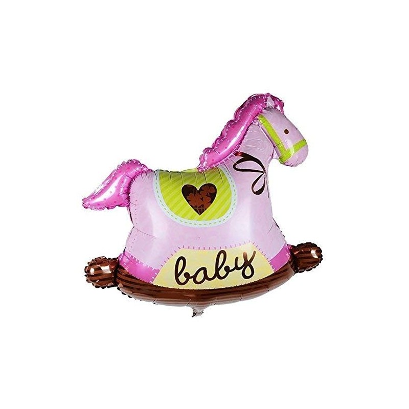 TRIXES 5PC Baby Shower Foil Balloons Decoration Pink Pram Rocking