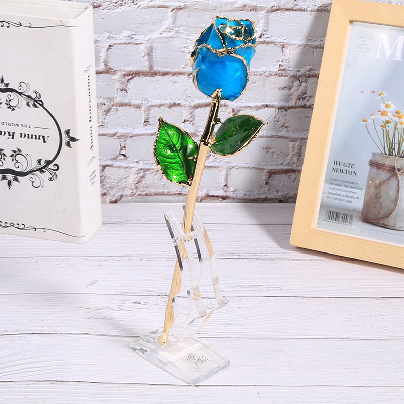 24K Gold Plating Rose Flower with Base Gift for Valentines